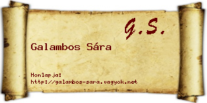 Galambos Sára névjegykártya